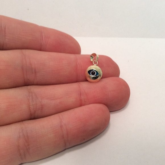 Men's/Women's 14k  Real Gold EVIL EYE Luck Charm .7gr - Picture 3 of 6